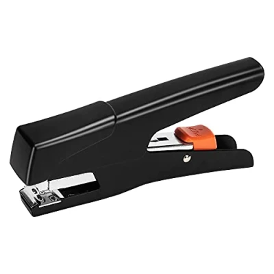 Image de Amazon Basics Agrafeuse portable zéro effort, pince agrafeuse, 25 feuilles, Noir