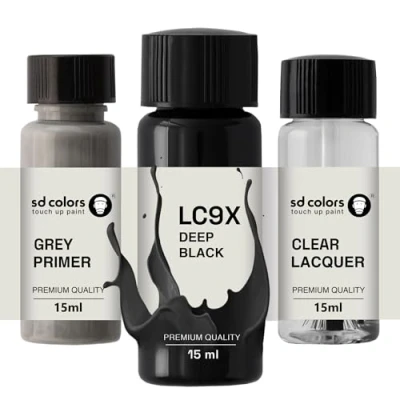 Image de SD COLORS Peinture de retouche LC9X C9X 2T 15 ML Pour réparation des rayures Code couleur Noir profond (peinture, apprêt + vernis)