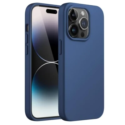 Image de JETech Coque Silicone pour iPhone 14 Pro 6,1 Pouces, Protection Complète du Corps au Toucher Soyeux, Étui Housse Anti Chocs Doublure Douce en Tissu Microfibre (Bleu Cobalt)