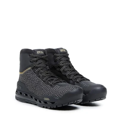 Image de TCX Climatrek Surround Lady GTX, Bottes de Moto Imperméables pour Femmes, Polyvalentes avec Technologie Gore Tex Surround, Fermeture à Lacets, Noir/Or