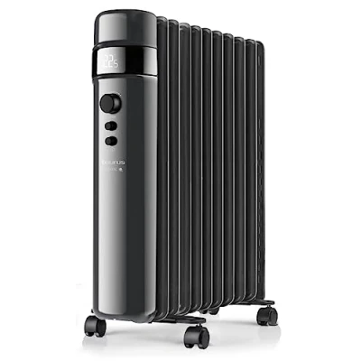 Image de Taurus Agadir 2500 Radiateur à bain dʼhuile 2500W, 3 niveaux de puissance, 11 éléments, Thermostat réglable, Affichage numérique, Sélecteur Minuteur, Programmable, Mode ECO, Noir