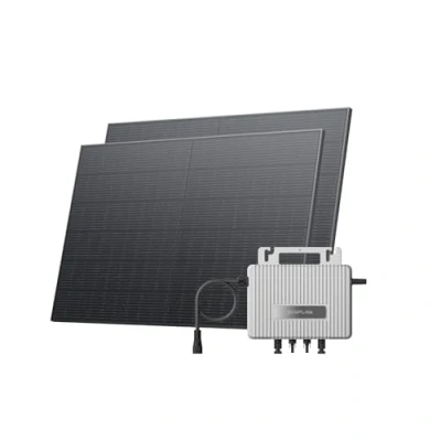 Image de Kit solaire pour balcon EcoFlow STREAM, Micro onduleur avec une puissance de sortie jusqu&#039;à 800 W relié au réseau, panneaux solaires 400 W*2, Wi Fi et APP, idéal balcons, jardins, toits murs