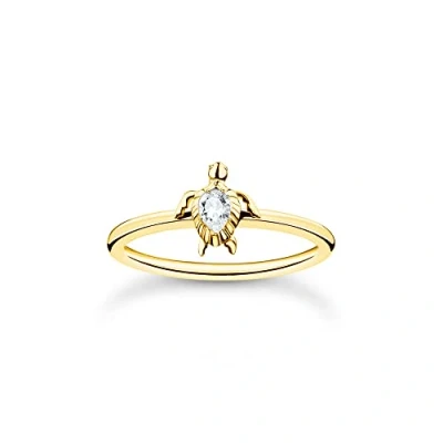 Image de THOMAS SABO Bague tortue en Argent sterling 925 plaqué or jaune 750 TR2401 414 14, 58, sterling, Zircone cubique