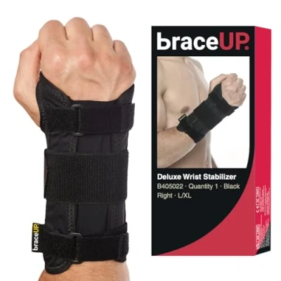 Image de BraceUP Attelle Poignet Droite et Gauche Bandage Poignet, Orthese Protege Tendinite Canal Carpien (L/XL, Droite)