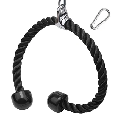 Image de XYZDOUBLE Corde Triceps Musculation Gym Tricep Rope Biceps Accessoire Nylon Poignées Antidérapantes de Dorsal, Biceps, Triceps, ou Maison Noir