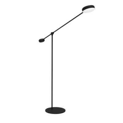 Image de Eglo Lampadaire sur pied LED Clavellina, luminaire de sol à intensité variable au toucher, lampe lecture minimaliste avec spot orientable, salon en métal noir, blanc chaud