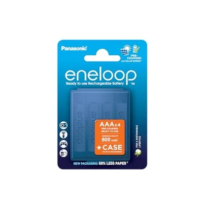 Image de eneloop, Piles Rechargeables AAA/Micro, Lot de 4, capacité Min. 800 mAh, Ni MH, prêt à l&#039;emploi, jusqu&#039;à 2000 Fois, Emballage sans Plastique, Standard, Blanches