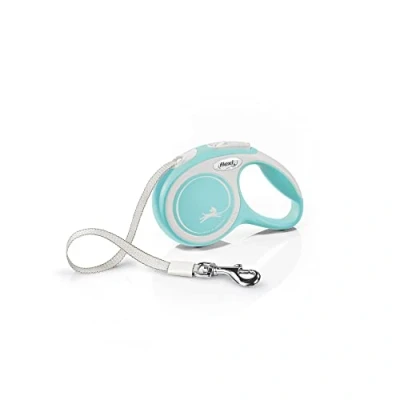 Image de Flexi, Laisse Modèle New Comfort, Version Sangle, Sangle particulièrement résistante, Système de Guidage perfectionné, Poignée réglable pour Les Tailles M et L, Made in Germany, Bleu Clair, XS 3m