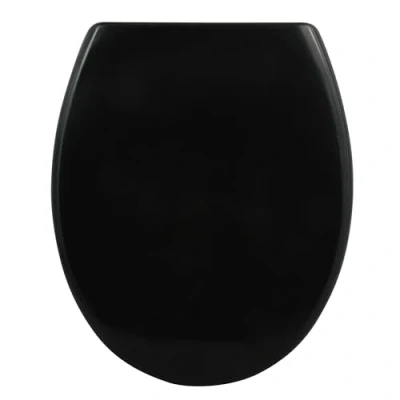 Image de Spirella Sanitop Wingenroth Abattant de WC avec Fonction libération Rapide et Fermeture en Douceur Lunette Toilette antibactérienne Duroplast Acier Inoxydable Amovible Noir