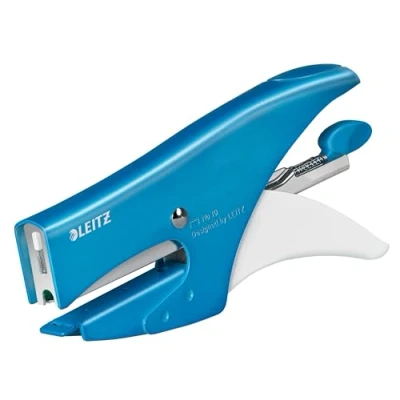 Image de Leitz Pince Agrafeuse, Bureau et Maison, 15 feuilles, Métal, Ergonomique, Bleu métallisé, WOW, 55311036