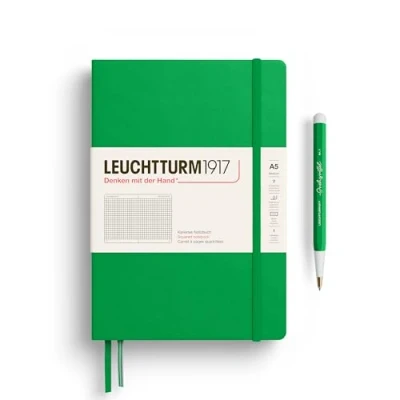 Image de LEUCHTTURM1917 372195 Carnet de notes Medium (A5) 14,5 x 21 cm, couverture rigide, 251 pages numérotees, Spring Leaf, quadrillé