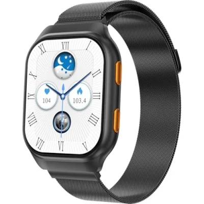 Image de UFUZON Ishiva Smartwatch 1,96 pouce AMOLED HD Écran pour femmes et hommes avec connexion Bluetooth, tracker de fitness, moniteur fréquence cardiaque, sommeil, podomètre, étanche IP68,