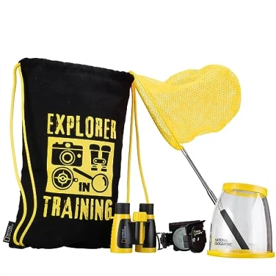 Image de NATIONAL GEOGRAPHIC Kit d&#039;Exploration pour Enfants: Ensemble d&#039;Aventure INCL. Jumelles, Boussole, Filet de Capture, Loupe &amp; Sac Plongez Vous dans la Nature!