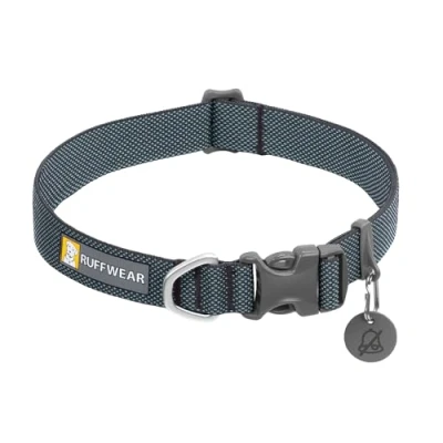 Image de RUFFWEAR Collier pour Chien Hi &amp; Light, Ultra Solide et léger, Anneau de Fixation la Laisse en Aluminium Boucle à Ouverture latérale, Accessoire élégant Le Cou, Basalt Grey 14&quot; 20&quot;