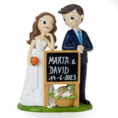 Image de Mopec Figurine gâteau mariés Pop &amp; Fun avec Affiche Tableau Noir, Polyrésine, 21 cm