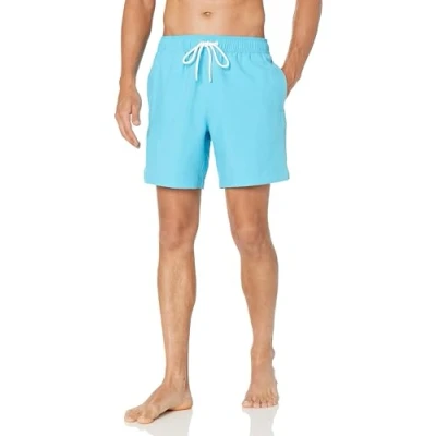 Image de Amazon Essentials Short de Bain à Séchage Rapide Entrejambe 18 cm Homme, Bleu des Mers du Sud, L