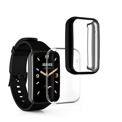 Image de kwmobile Coque Compatible avec Xiaomi Mi Band 7 Pro 2X Étui Cadre écran en Silicone pour Fitness Tracker Noir Transparent