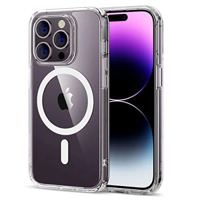 Image de ESR Coque pour iPhone 14 Pro Max, Compatible avec MagSafe, Hybrid Magnétique Case Max HaloLock, Protection Antichoc Militaire, Dos Anti Rayures, Transparent