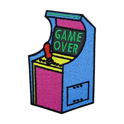Image de Finally Home Écusson thermocollant Game Over Retro Automat Patchs vintage, écussons à repasser, écusson classique Gamer, de jeu Oldschool