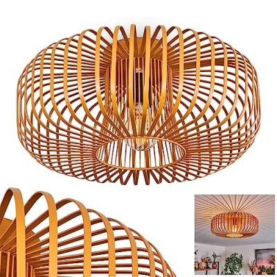 Image de plafonnier Wemude, en métal de couleur ocre, luminaire rétro avec effet lumière grâce à l&#039;aspect grillagé, Ø 40 cm, douille E27. ampoule(s) non incluse(s)