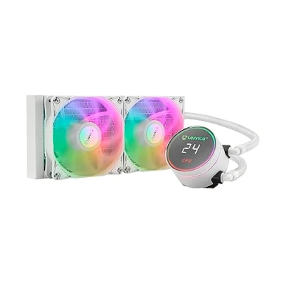 Image de Refroidissement Liquide CPU UNYKACH AQUASTORM White Éclairage ARGB Écran LCD 240 mm