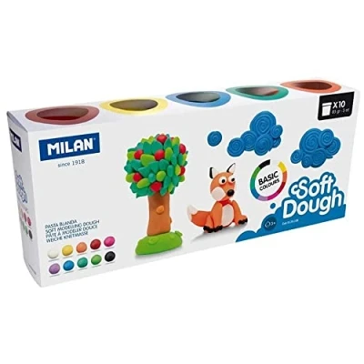 Image de MILAN 913510B Caja frascos 85gr Básico Soft Dough, Couleurs Basiques, 10 botes 85g