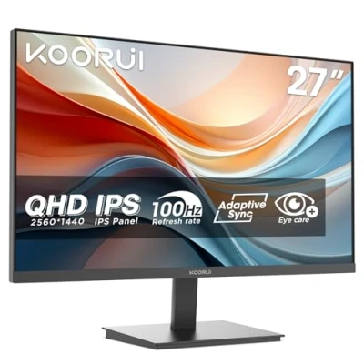 Image de KOORUI E2721F 27 Pouces Ecran PC, QHD 2560 x 1440 100Hz Moniteur,IPS 1ms, Adaptive Sync HDMI 2.0, Eye Care, inclinable de 5 à 15, VESA 100 100mm