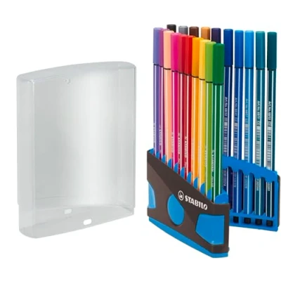 Image de Feutre dessin STABILO Pen 68 ColorParade gris / turquoise x 20 feutres de coloriage pointe moyenne