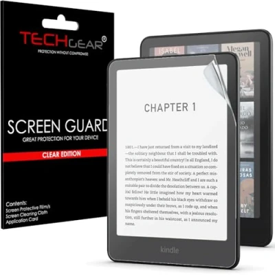 Image de TECHGEAR Protection d&#039;écran complète pour Amazon Kindle Paperwhite/Signature/Paperwhite Kids/Kindle Colorsoft (version 2024/12ème génération) Transparent