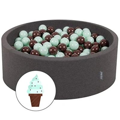 Image de KiddyMoon Piscine À Balles pour Bébé Rond 90X30cm/300 7Cm Fosses Boules Jouet Enfant, Gris Foncé