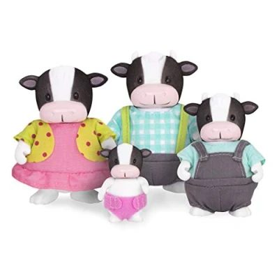 Image de Li&#039;l Woodzeez W6195 MoosicalMoo Famille Vache Comprend 5 Pièces : 4 Figurines Animales Miniatures et un Livre (en anglais) Dès 3 ans
