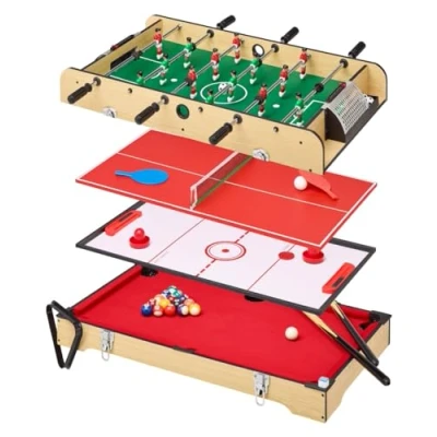 Image de Kangui Table Multi Jeux 4 en 1 Babyfoot Barres télescopiques Billard Ping Pong Hockey