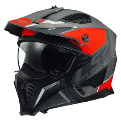 Image de LS2, Casque Moto Jet Modulable DRIFTER DEVOR Matt Silver Titanium Red, XXL
