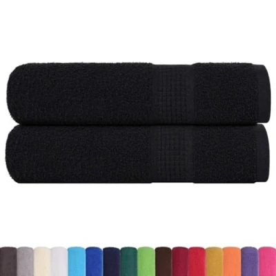Image de VidaXL serviettes de douche 2 pcs noir 70x140 cm 360 g/m² 100% coton, serviette, ensemble bain, serviette 136953