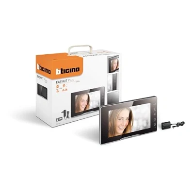 Image de Bticino 334253 Interphone vidéo moniteur interne supplémentaire 2 fils, 7&quot; couleur avec mains libres et alimentation prise plug in, excellent comme deuxième écran pour maisons sur étages ou
