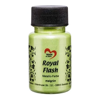 Image de ideen mit herz Royal Flash peinture métallique acrylique brillance métallique, avec de fines particules paillettes séchage rapide à base d&#039;eau 50 ml (mai vert)