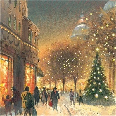 Image de Almanac Gallery ALM8987 Lot de 8 cartes noël vendues pour venir en aide à l&#039;association Stroke Motif dans la ville