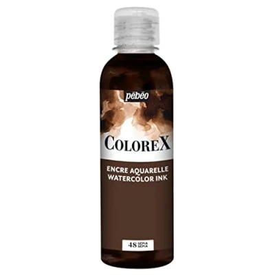 Image de Pébéo Encre Colorex 250 ML Sépia Aquarelle Marron Rendu Velouté Dessin Multi outil Tous Supports
