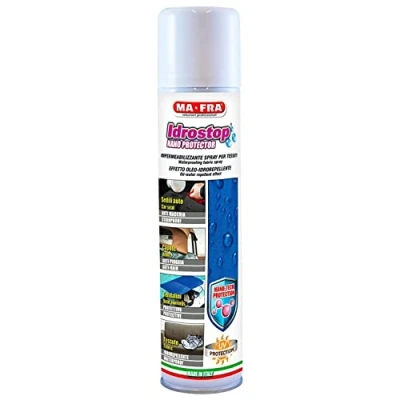 Image de Ma FRA, Hydrostop, Spray imperméabilisant pour Textiles, avec Effet oléofuge et Hydrofuge, empêche Le dépôt de liquides sur Les sièges capotes, prévient la Formation moisissures, 300ml