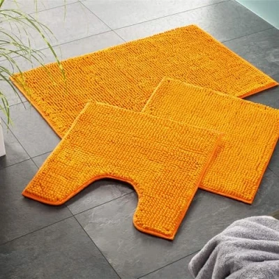 Image de WohnDirect Tapis de Bain 45x45 cm Contour WC Orange Antidérapant, Absorbant et Doux Sets modulables Salle