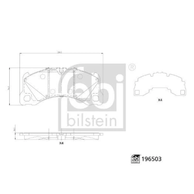 Image de FEBI BILSTEIN Jeu de plaquettes frein Essieu avant préparé pour l&#039;indicateur d&#039;usure 196503 PORSCHE: Macan, Cayenne, Cayenne Coupe