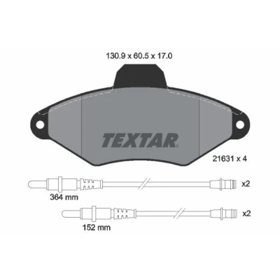 Image de TEXTAR 2163102 Jeu de plaquettes frein contact signal d&#039;usure inclus CITROËN: Xantia 3/5 portes, Break