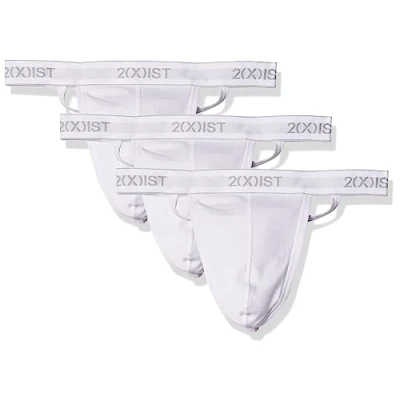 Image de 2(X)IST Lot de 3 strings essentiels en coton pour homme avec dos Y, blanc, Medium