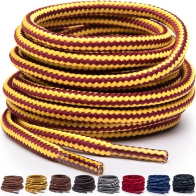 Image de Miscly Lacets Ronds pour Bottes Résistants et Durables Bottes, Chaussures de Travail Randonnée (Jaune/Marron, 91 cm)
