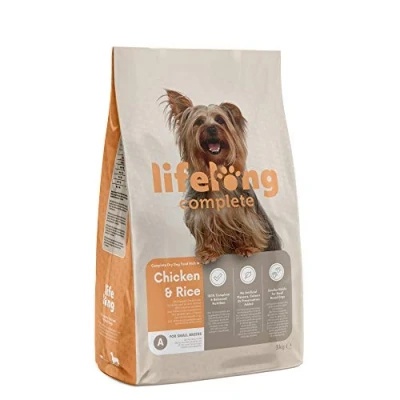 Image de Marque Amazon Lifelong Complete Croquettes complètes pour chiens adultes de petite race, riche en poulet et riz, 1 x 3kg