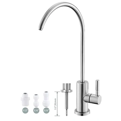 Image de robinet d&#039;eau potable, facile à installer, de filtre eau pour évier, osmose inverse sans plomb évier cuisine, bar, acier inoxydable SUS304 nickel brossé (taille L)