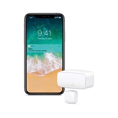 Image de Eve Door et Window (Apple Home) Capteur de contact intelligent pour portes fenêtres, notifications (ouverte/fermée), contrôle automatique d’accessoires scénarios, Bluetooth/Thread