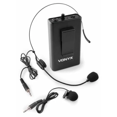 Image de Vonyx BP10 Ensemble de Microphones Poche, Idéal pour des Présentations ou leçons Sport, Adapté Systèmes UHF, Micro Casque, Cravate