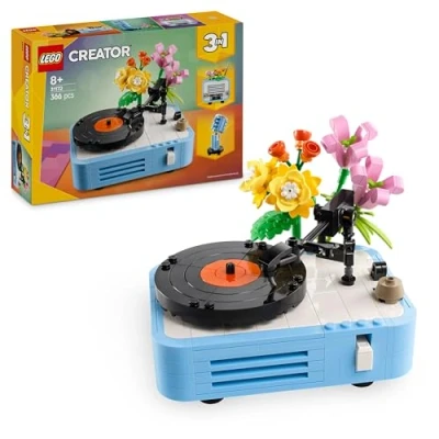 Image de LEGO Creator 3 en 1 Le Tourne Disque et Ses Fleurs Jeu de Construction avec Plantes Se transforme Radio ou Micro Jouet sur la Musique pour garçons Filles dès 8 Ans Cadeau Original 31172