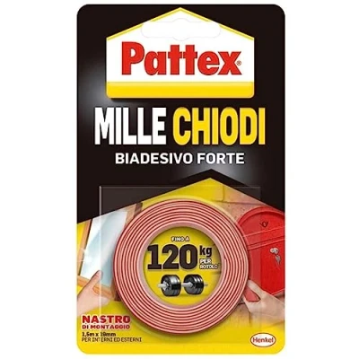 Image de Pattex 1415580 Millechiodi Tape Ruban adhésif double face 19 mm x 1,5 m